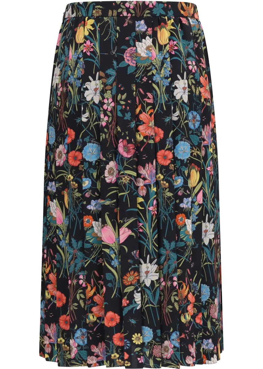 Fusta Flora printed silk midi Skirt - Img 2