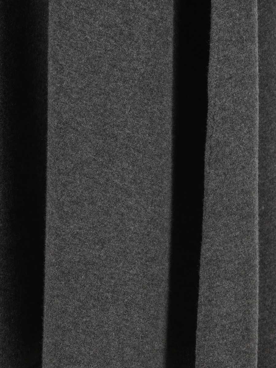 Fusta Grey Flared Skirt with Pleated Details and Elastic Ribbed Waist in Wool Woman - Img 6