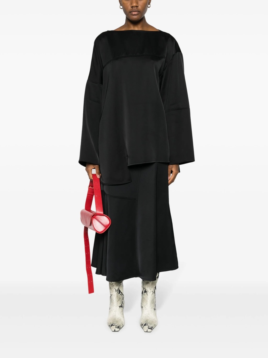 Fusta Jil Sander neagra din matase si vascoza - Img 2
