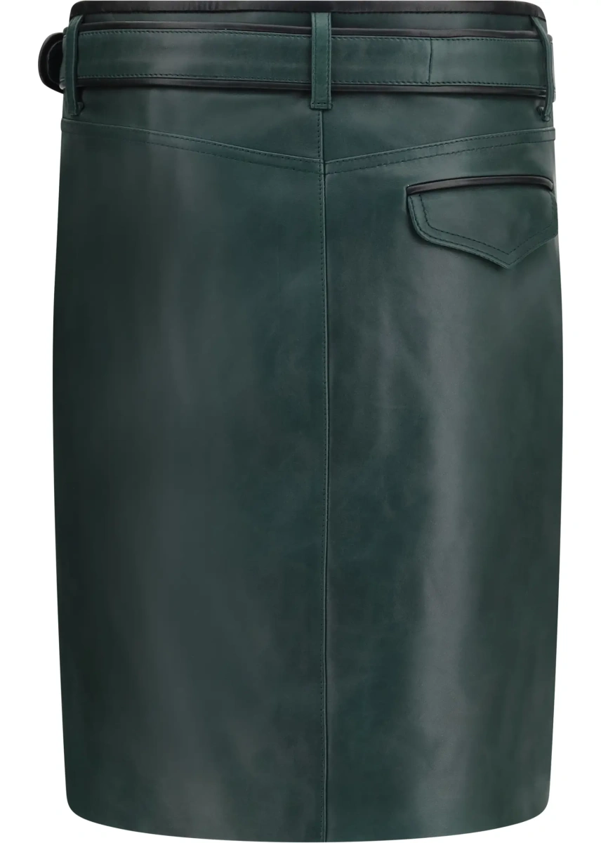 Fusta Leather Skirt with belt and pockets - Img 2