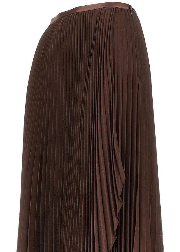 Fusta Pleated Crepe de Chine maxi skirt - Img 2