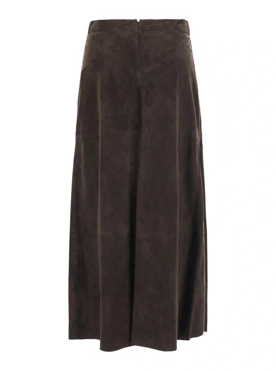 Fusta 'S MAXMARA SMMFIORIRE brown lamb suede skirt for women - Img 2