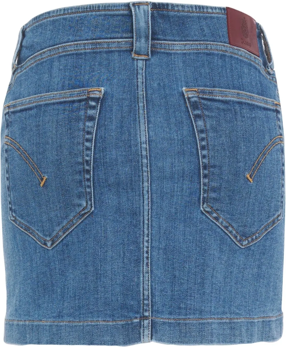 Fusta scurta Dondup albastra din denim - Img 3