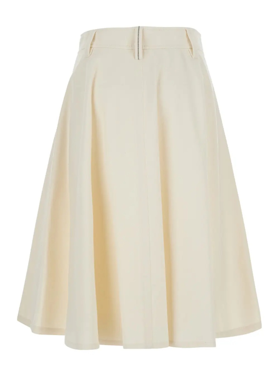Fusta White Flared Skirt with Monile detail on the back in cotton blend for women - Img 2