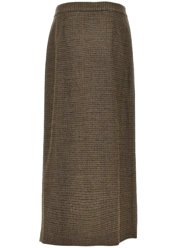 Fusta Wool long skirt with houndstooth motif - Img 3