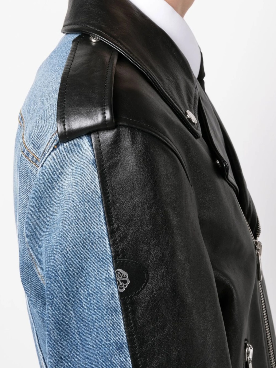 Geaca biker Alexander McQueen neagra din bumbac - Img 5