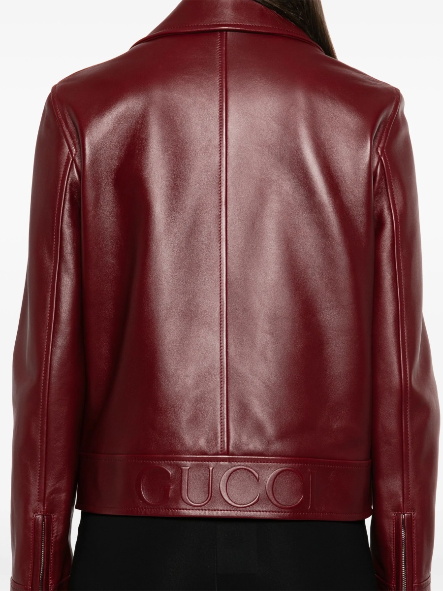 Geaca biker Gucci rosie din piele - Img 5