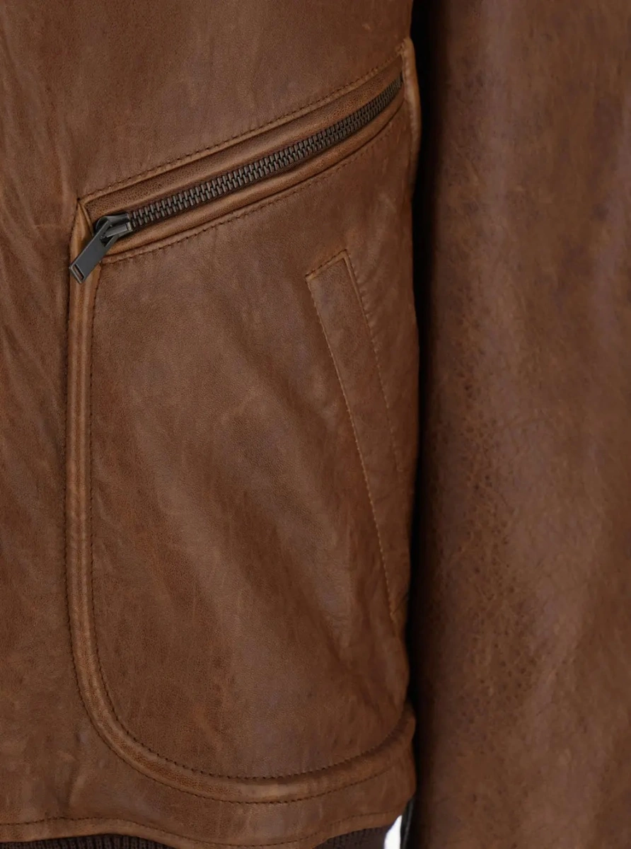 Geaca bomber Saint Laurent maro din piele - Img 3
