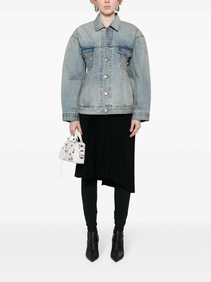 Geaca de blugi Balenciaga Hourglass albastra din bumbac - Img 2