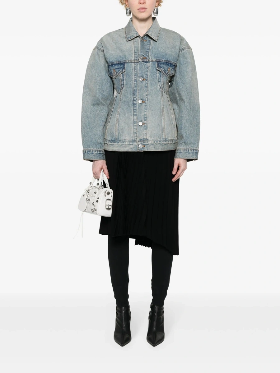 Geaca de blugi Balenciaga Hourglass albastra din bumbac - Img 2