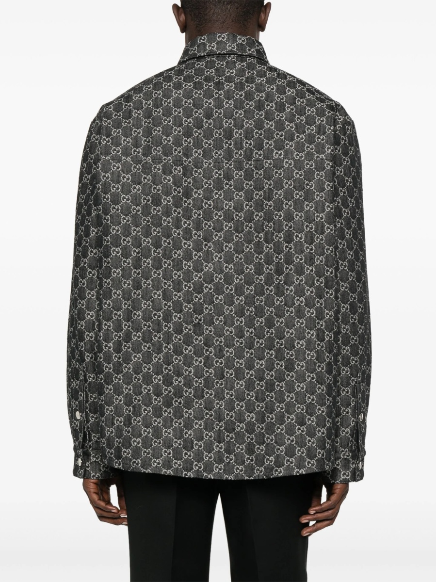 Geaca de blugi Gucci gri din bumbac si polyester - Img 4