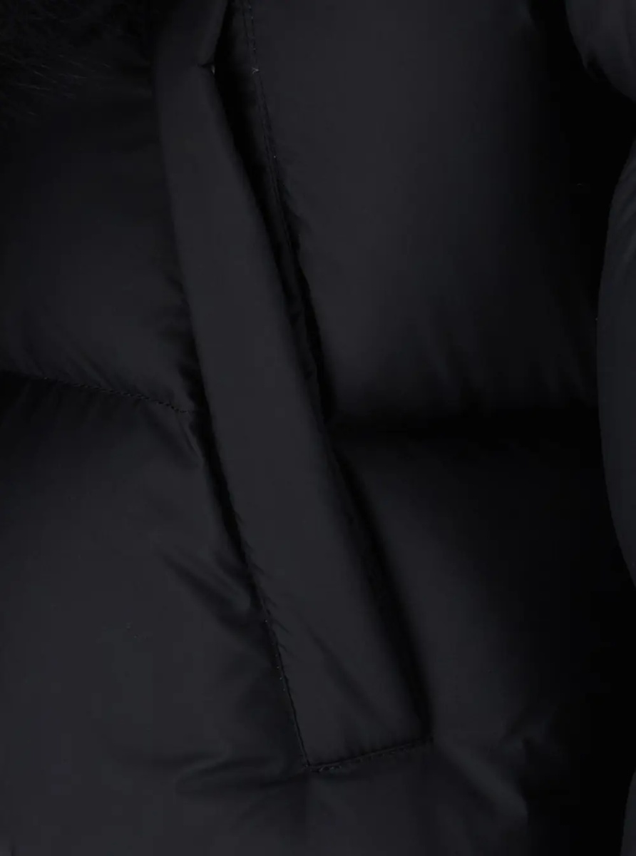 Geaca de Iarna Black Down jacket with applied fur on the front in Tech Fabric women - Img 3