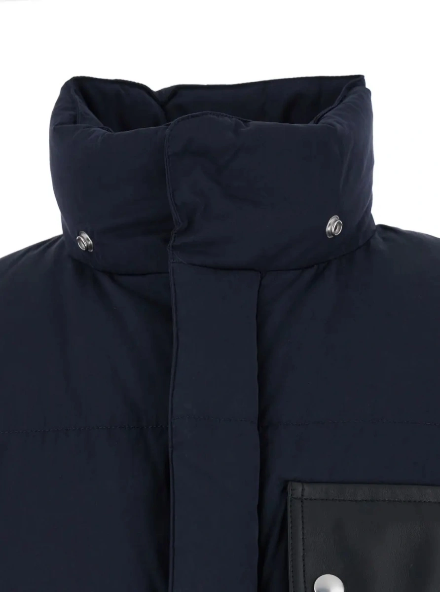 Geaca de iarna Bottega Veneta albastra din bumbac - Img 4