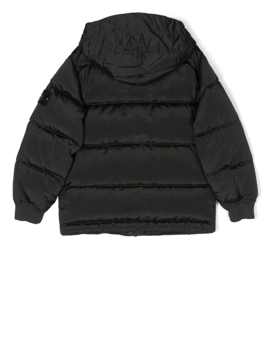 Geaca de iarna Stone Island neagra din rasina poliuretanica si poliamida - Img 2