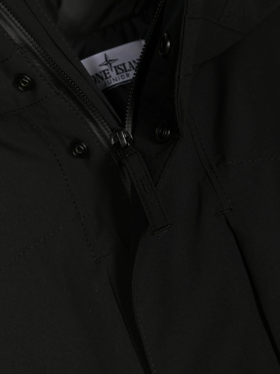 Geaca de iarna Stone Island neagra din rasina poliuretanica si polyester - Img 3