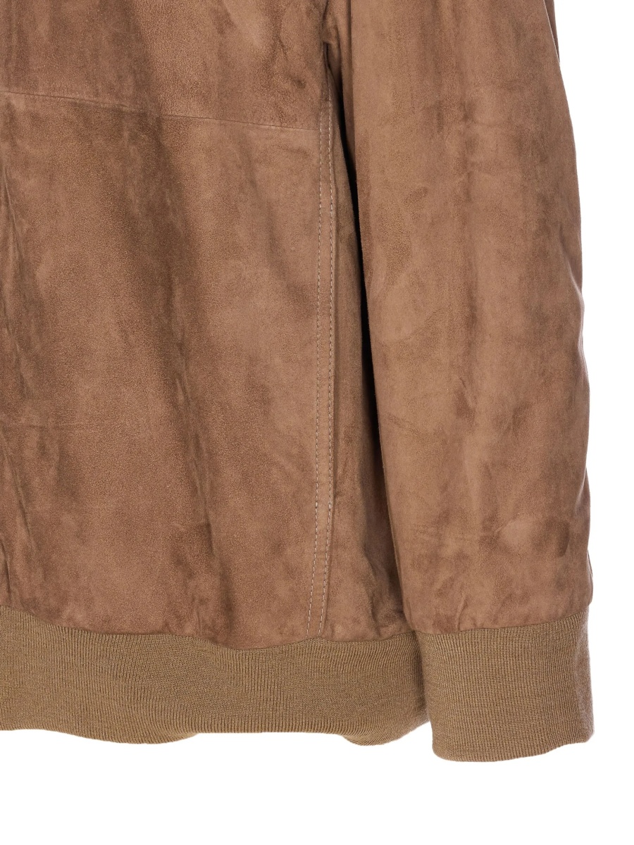 Geaca de piele Max Mara maro din piele intoarsa - Img 4