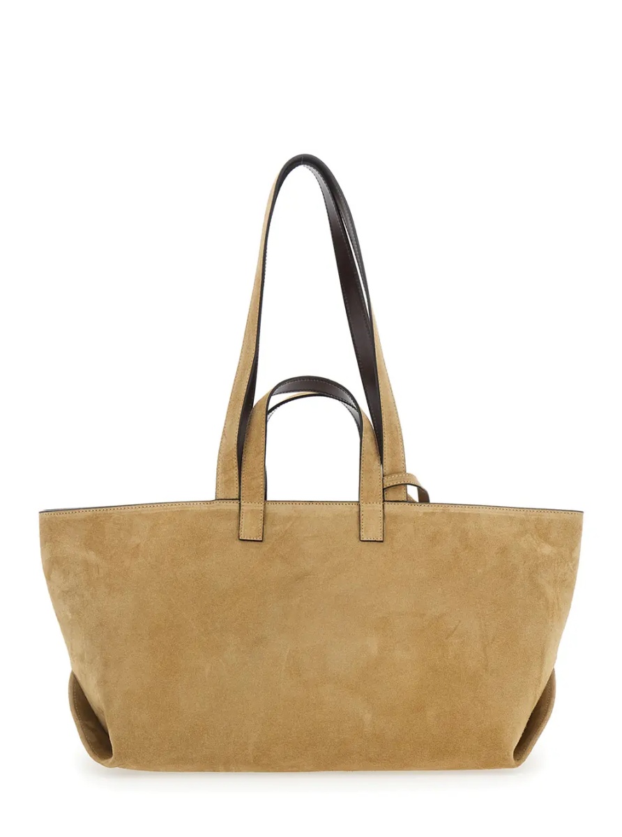 Geanta de mana A.P.C. 'Le Drummer' Beige Shopper with Four Handles and Logo Lettering on the Front in Suede Women - Img 2