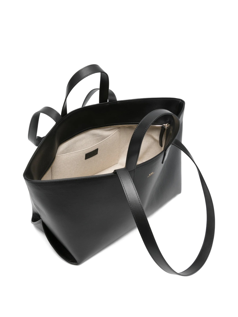 Geanta de mana A.P.C. neagra din piele - Img 5