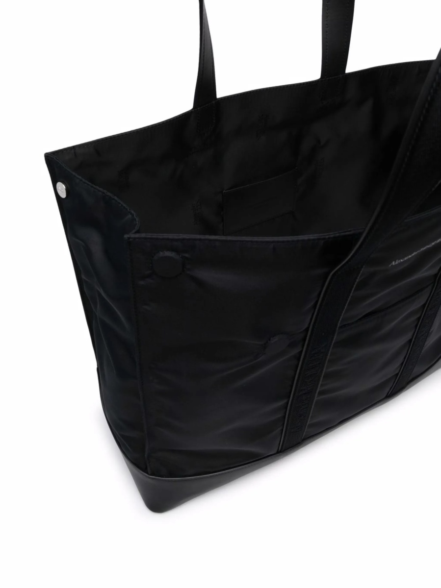 Geanta de mana Alexander McQueen neagra din piele si material textil - Img 5