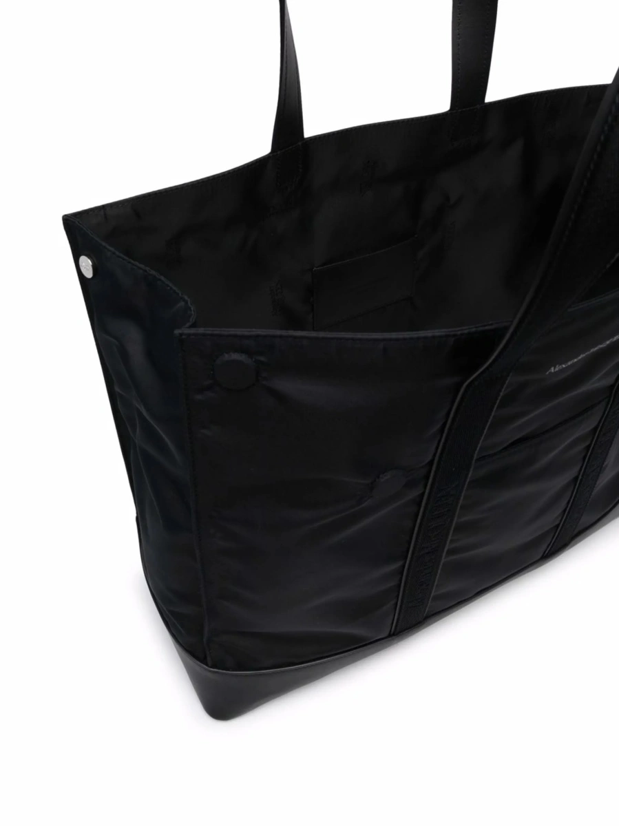Geanta de mana Alexander McQueen neagra din piele si material textil - Img 5