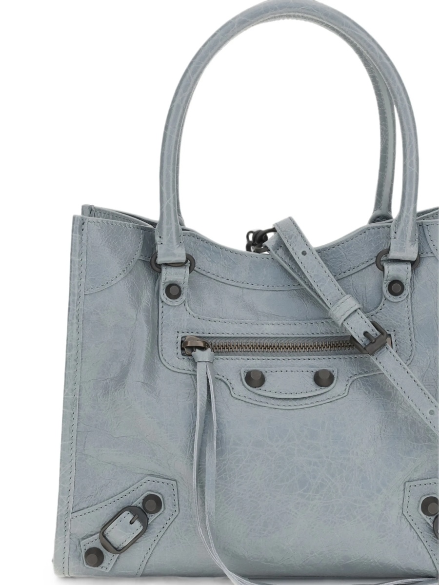 Geanta de mana Balenciaga albastra din piele - Img 4