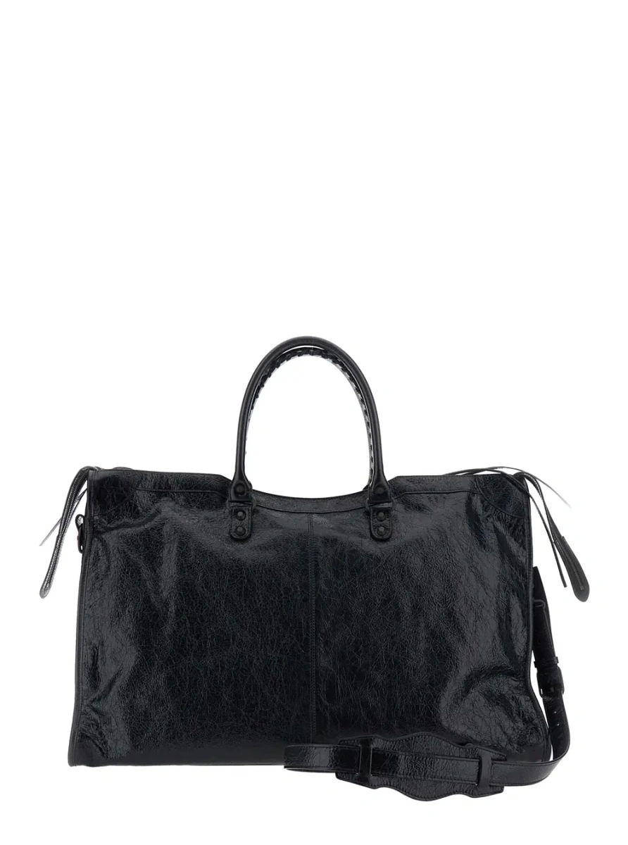 Geanta de mana Balenciaga neagra din piele 'Le City Travel' - Img 2