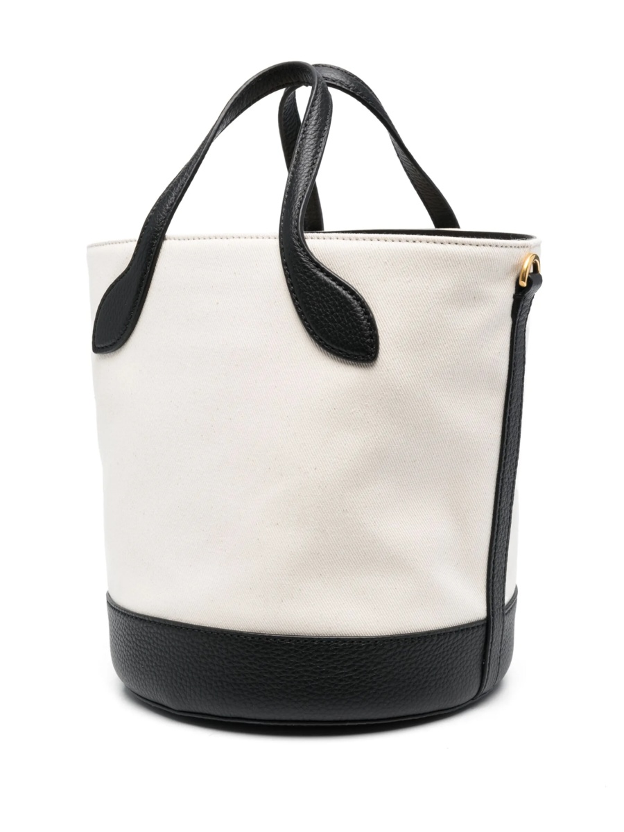 Geanta de mana Bally alba din piele si material textil - Img 3