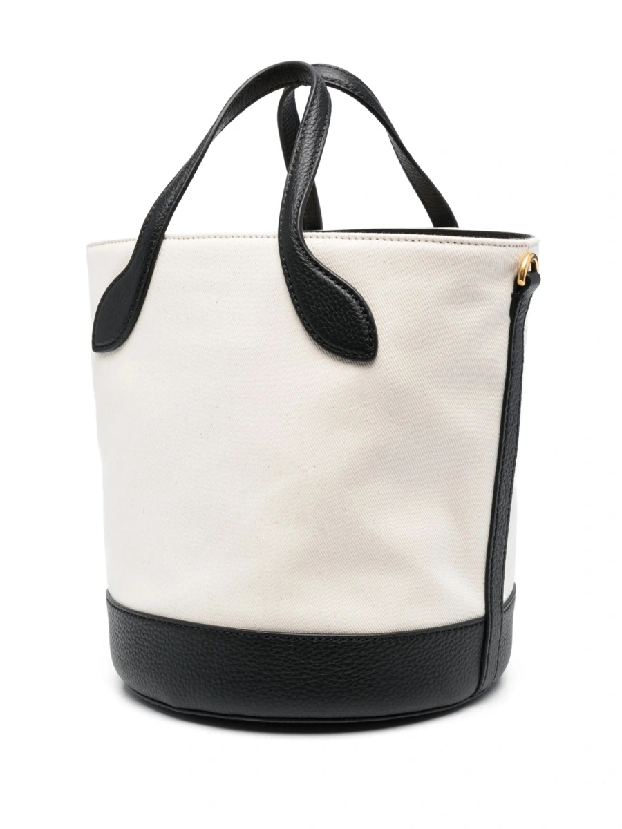 Geanta de mana Bally alba din piele si material textil - Img 3