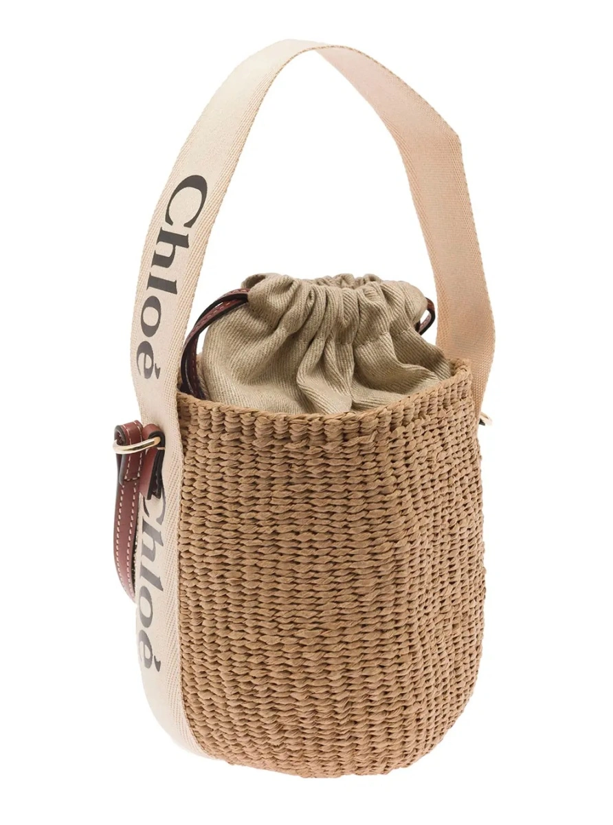Geanta de mana Beige Raffia 'Woody' Small Handbag - Img 2