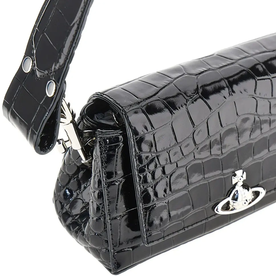 Geanta de mana Croco-embossed leather small 'Hazel' bag - Img 4