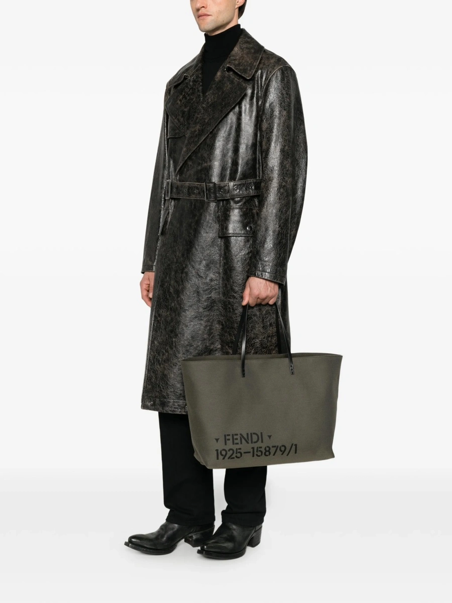 Geanta de mana Fendi gri din bumbac si polyester - Img 2
