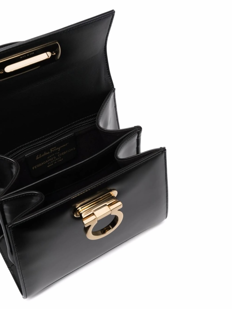 Geanta de mana Ferragamo gancini neagra din piele - Img 5