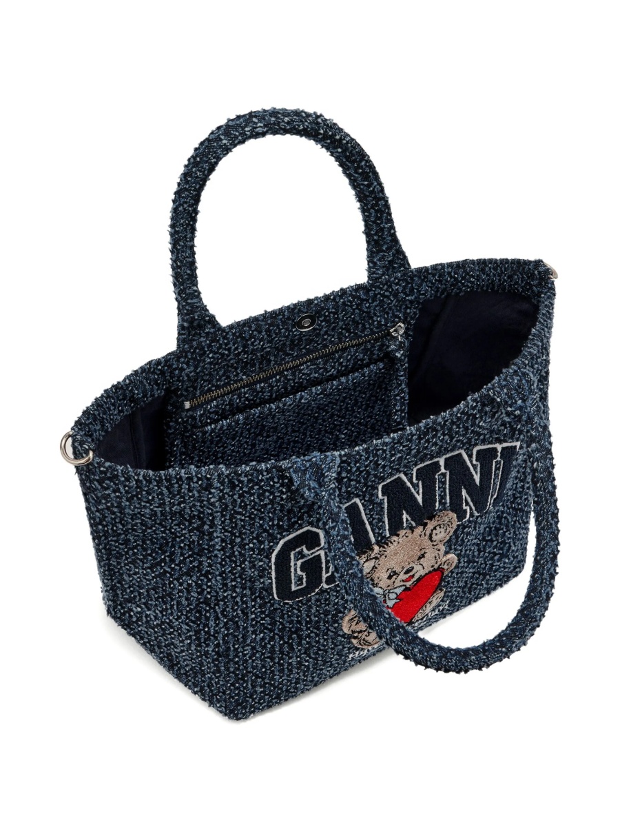 Geanta de mana Ganni albastra din material textil - Img 4