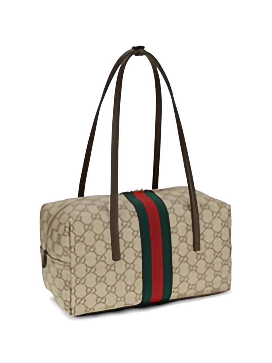 Geanta de mana Gucci maro din material textil - Img 4