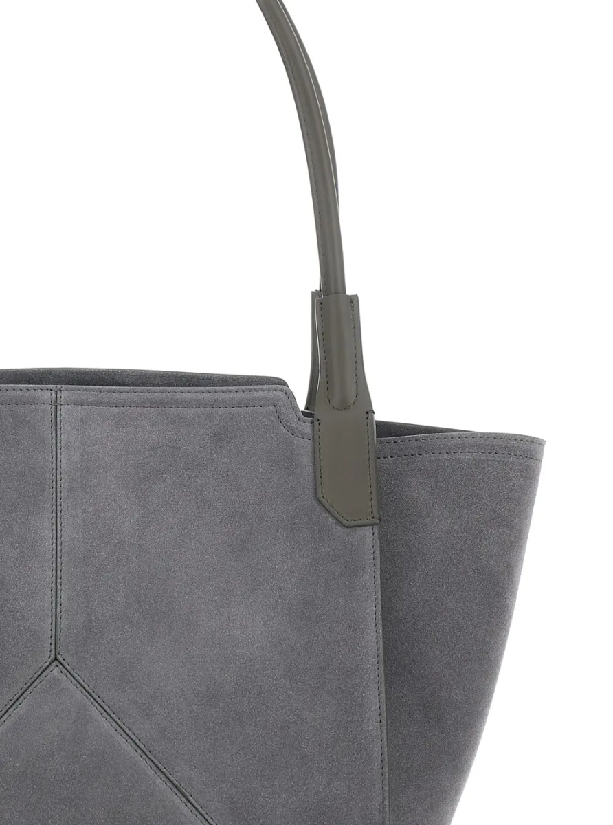 Geanta de mana Handbag 'Victoria Piccola' with Logo Lettering Embossed on the Front in Grey Suede for Women - Img 3