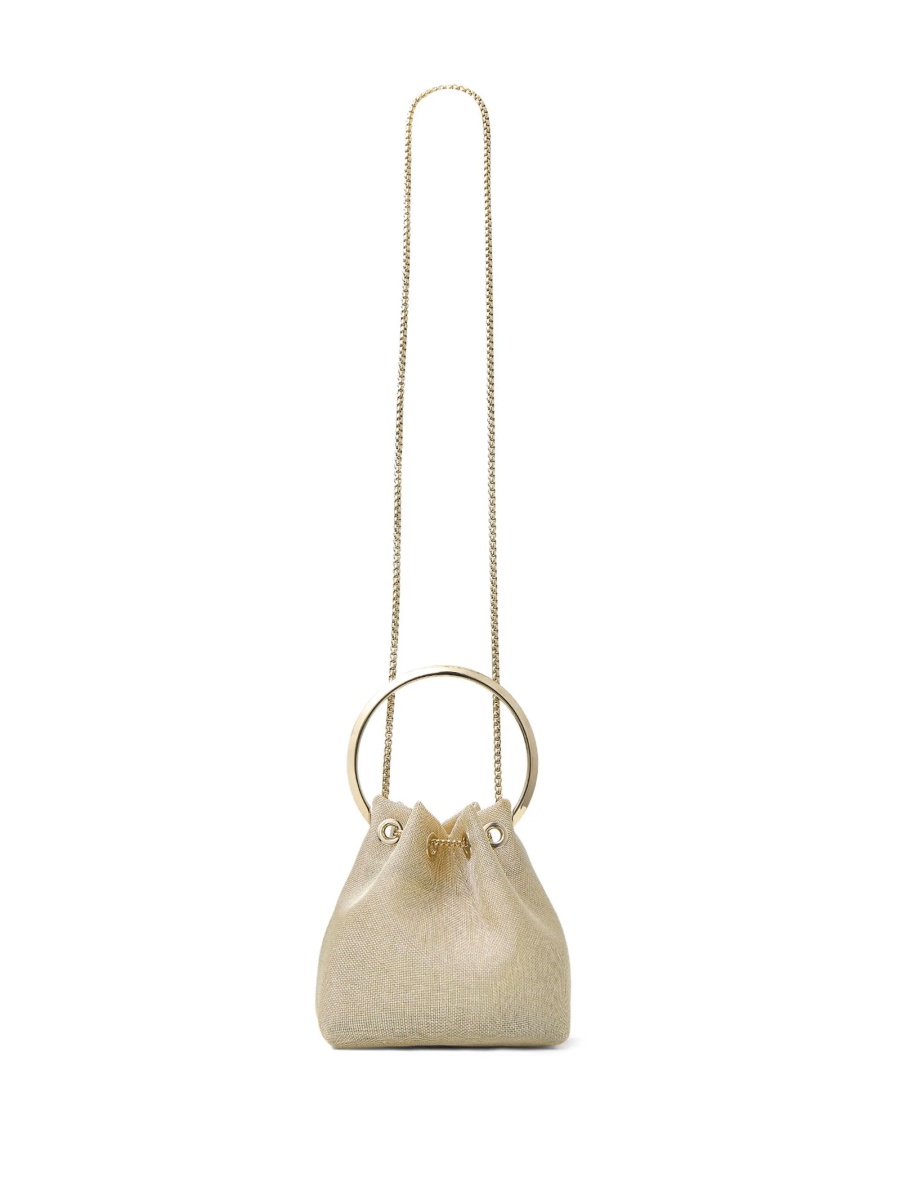 Geanta de mana Jimmy Choo Bon Bon aurie din plasa si metal - Img 2