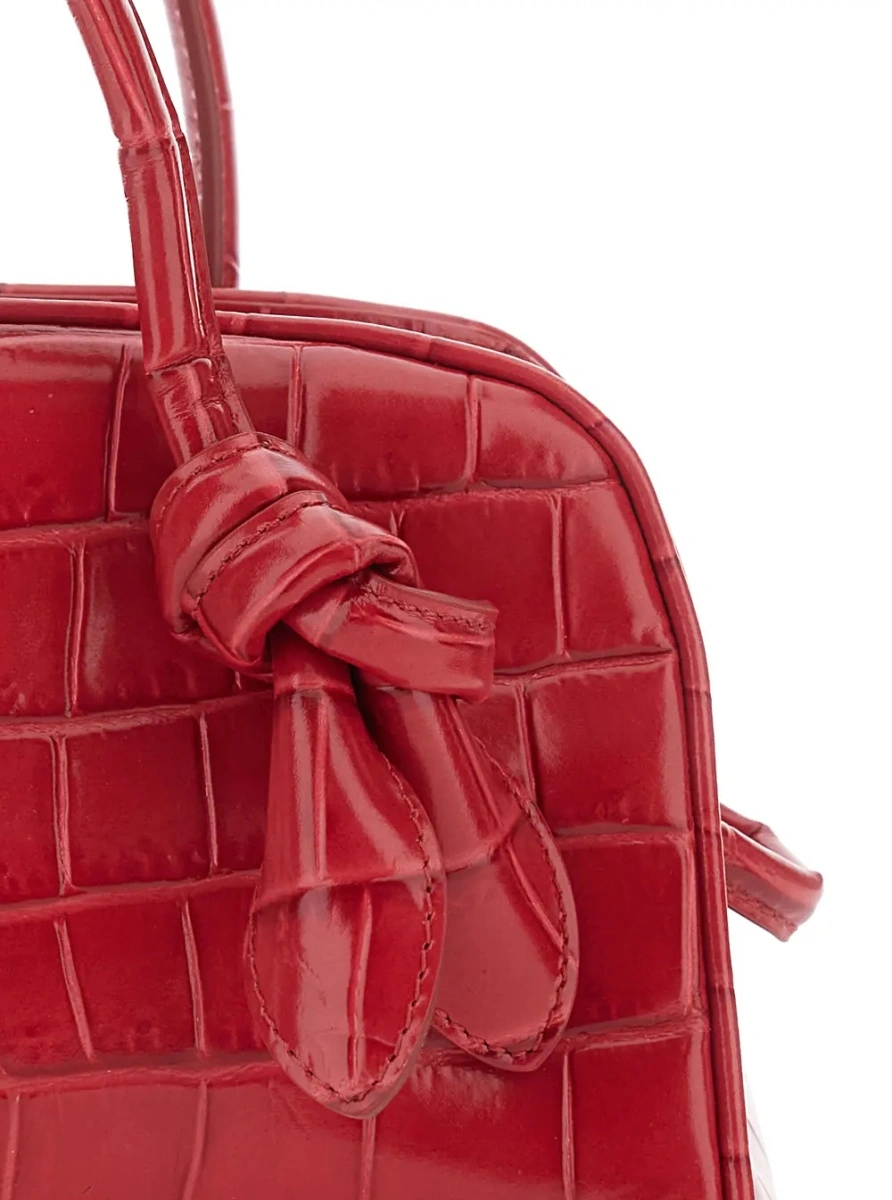 Geanta de mana 'Le Petit Turismo' Red Handbag with Adjustable and Removable Shoulder Strap in Leather for Women - Img 3