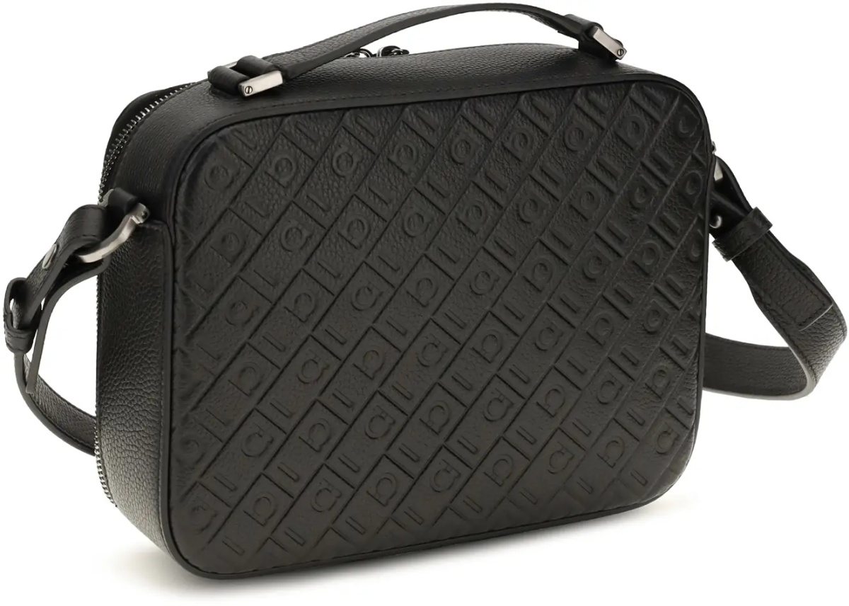 Geanta de mana Leather crossbody Bag with embossed Gancini pattern - Img 3