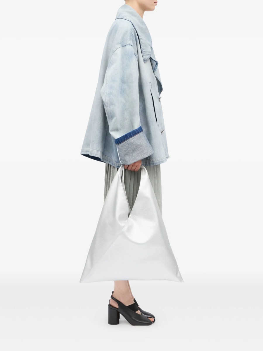 Geanta de mana MM6 Maison Margiela argintie din poliuretan - Img 2