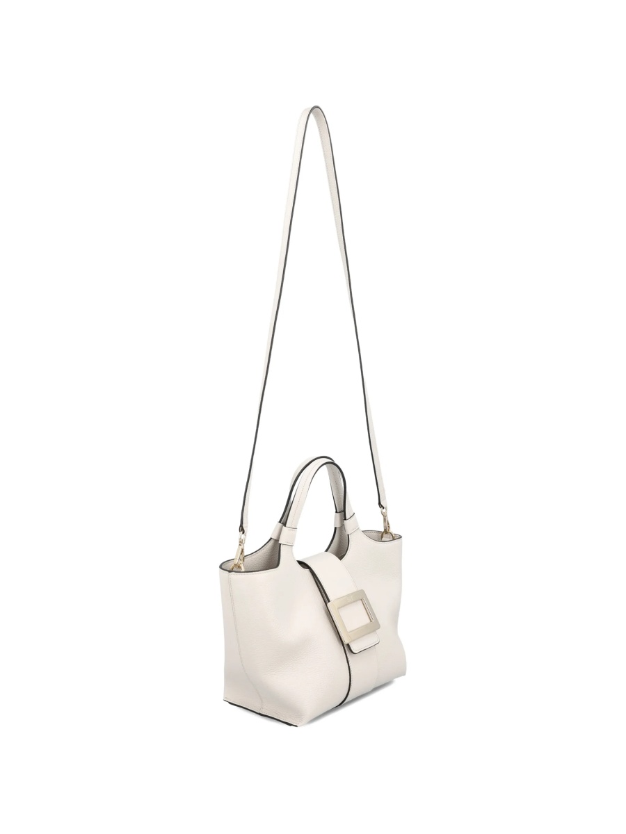 Geanta de mana Roger Vivier neutra din piele - Img 3