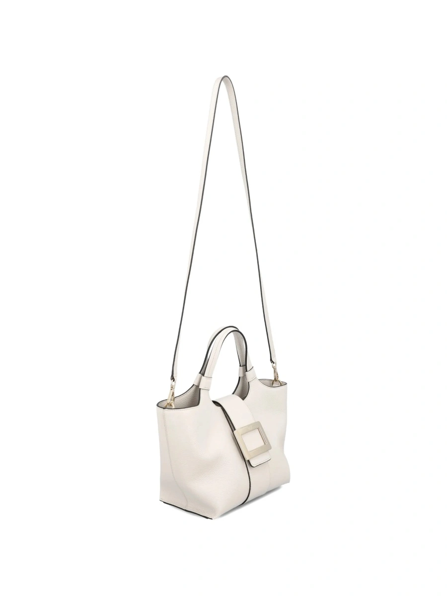 Geanta de mana Roger Vivier neutra din piele - Img 3