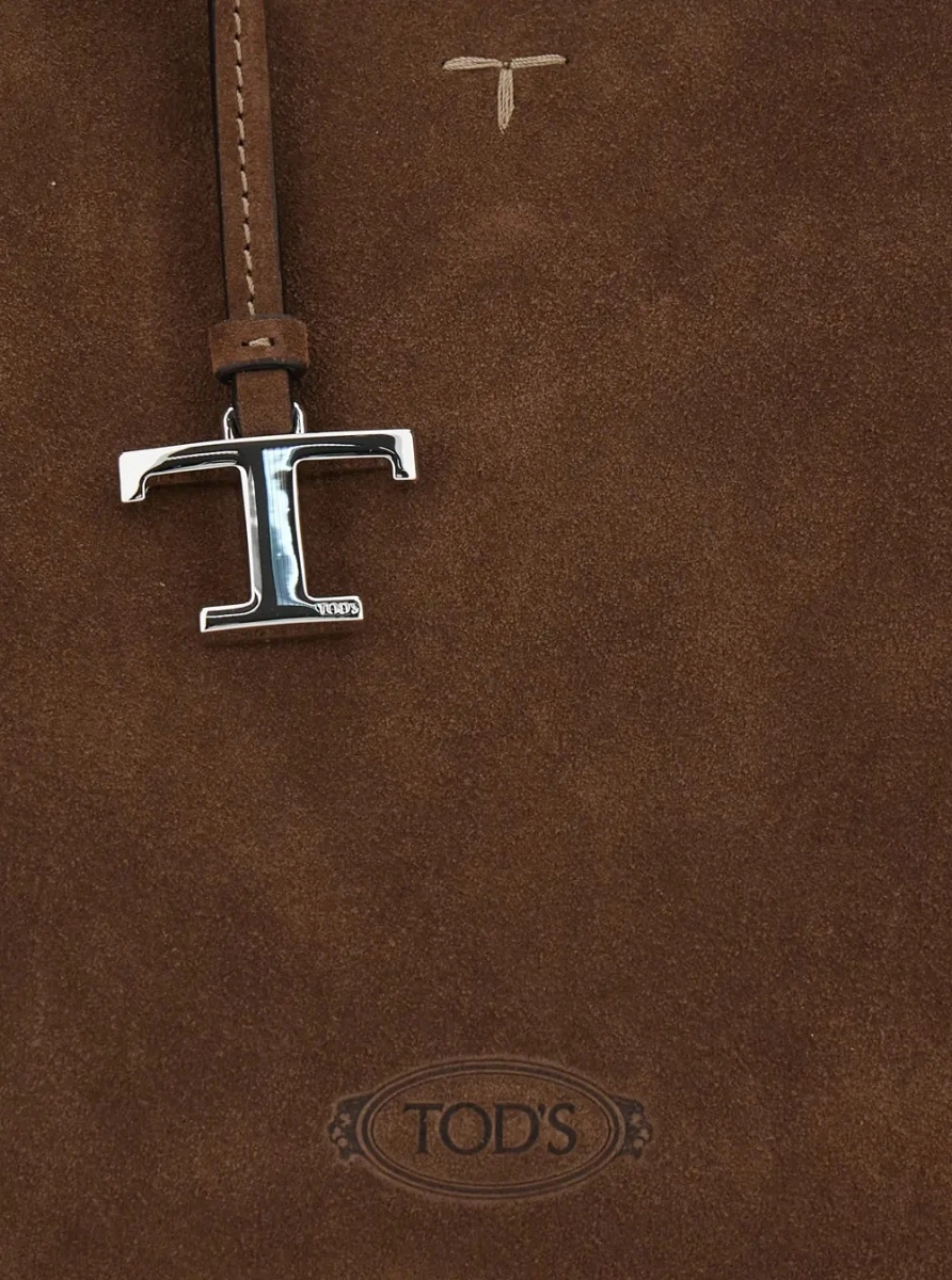 Geanta de mana TOD'S maro din piele intoarsa - Img 3