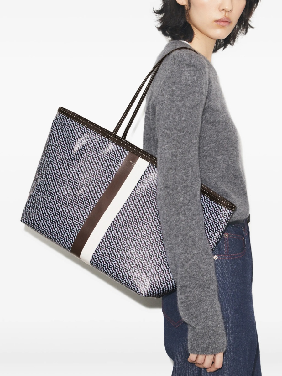 Geanta de mana Tory Burch albastra din in si bumbac - Img 2