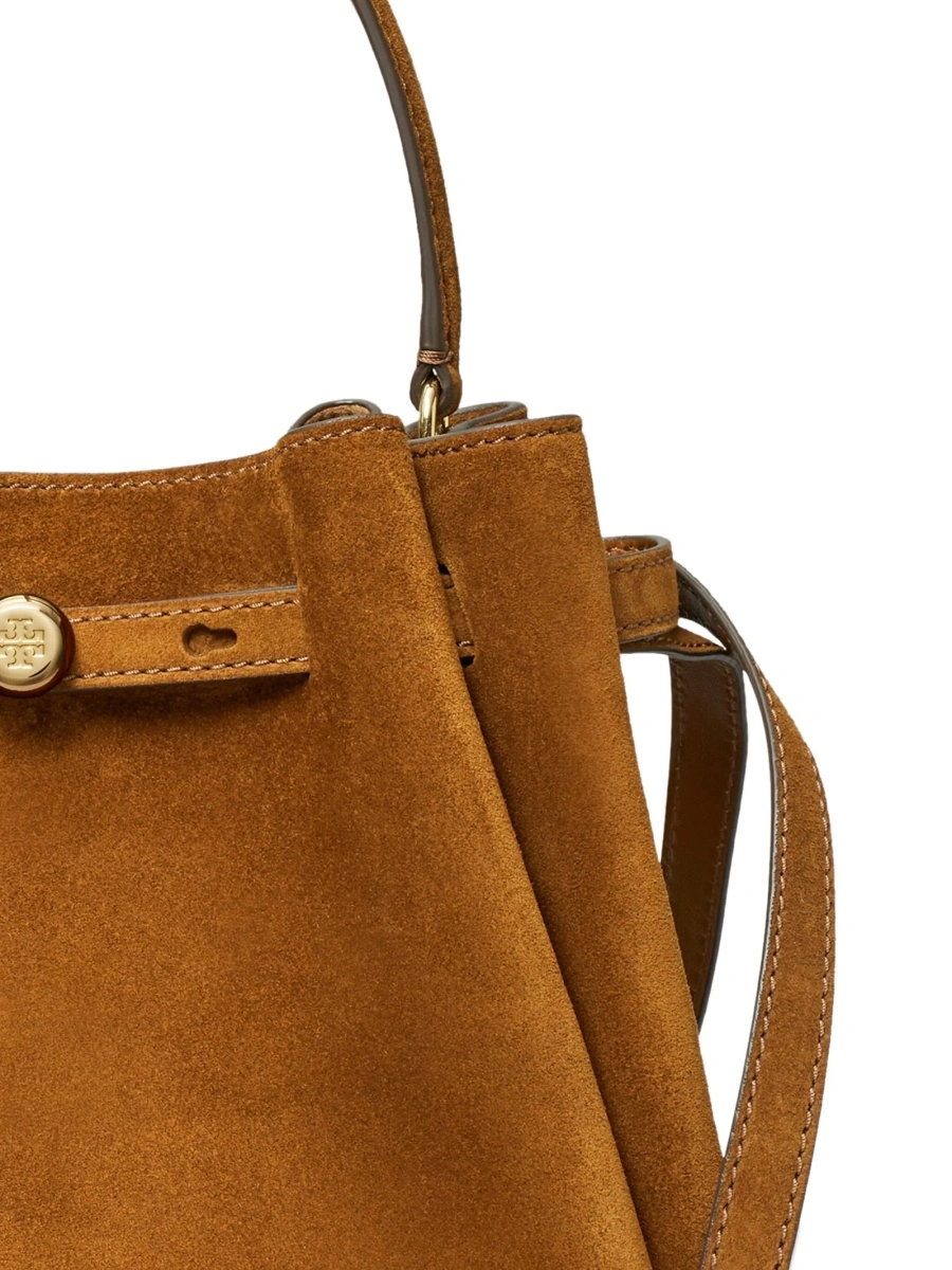 Geanta de mana Tory Burch maro din piele intoarsa - Img 4