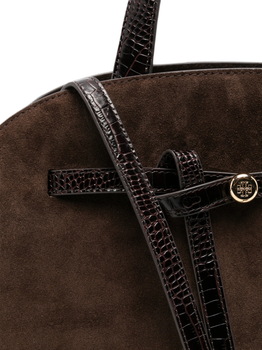 Geanta de mana Tory Burch maro din piele intoarsa - Img 4