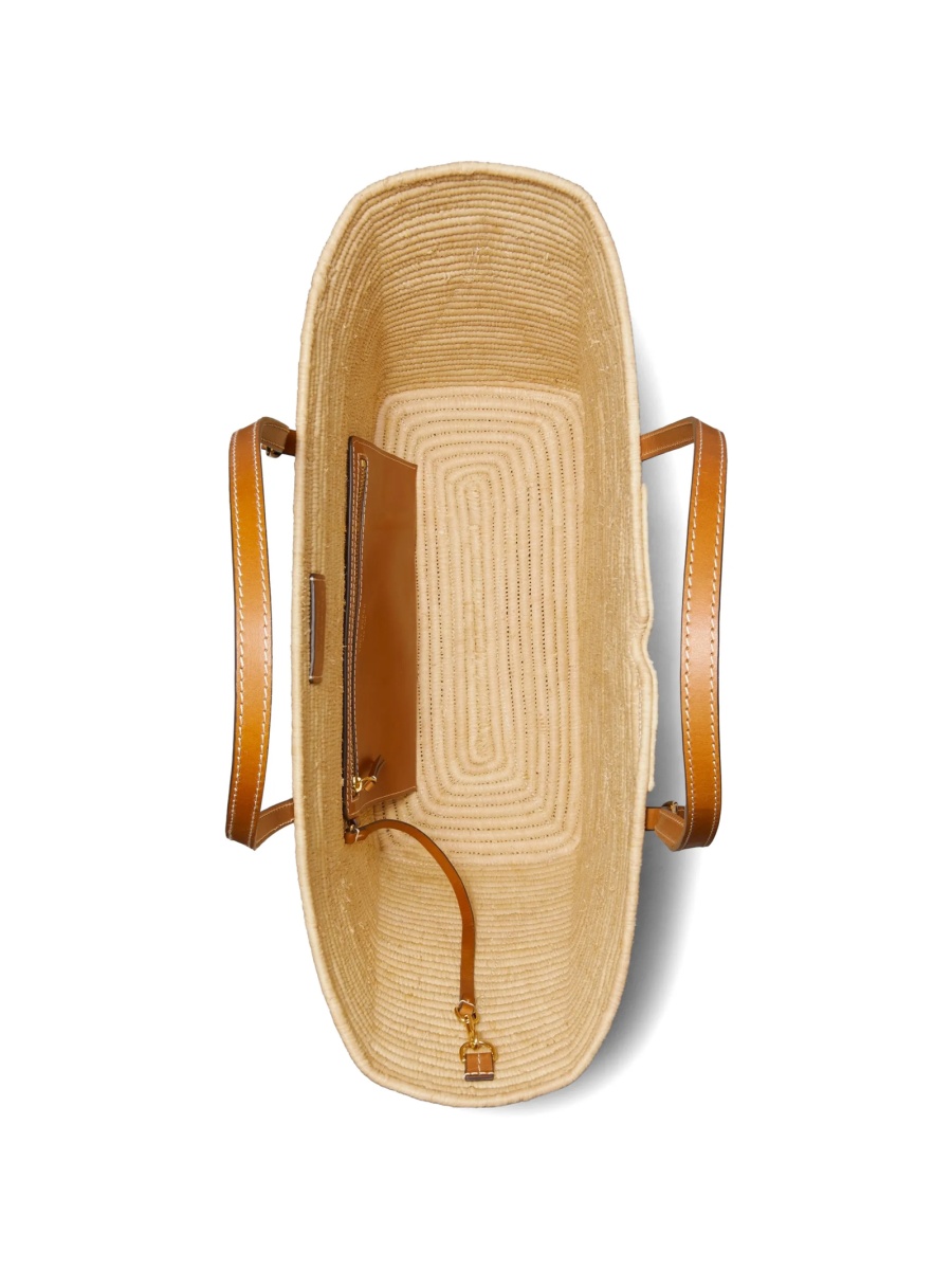 Geanta de mana Tory Burch neutra din paie si piele - Img 4