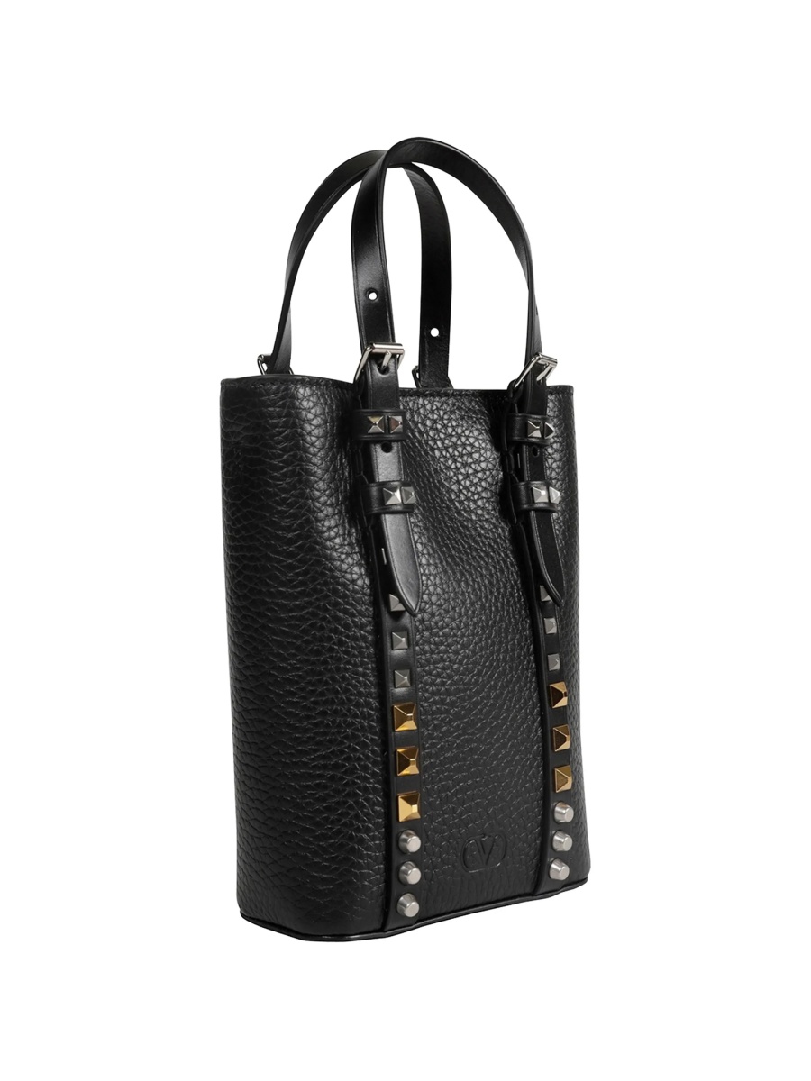 Geanta de mana Valentino Garavani Rockstud neagra din piele - Img 3