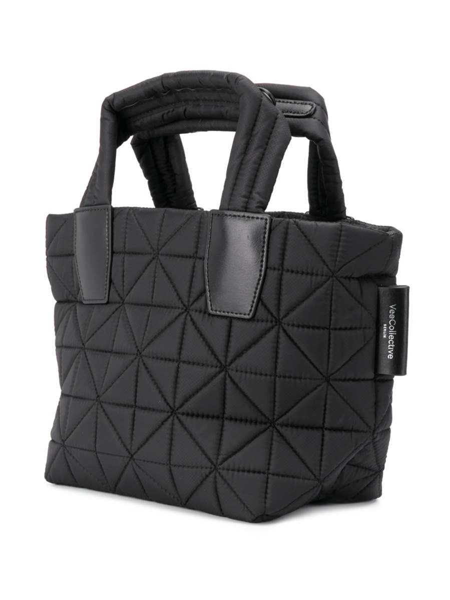 Geanta de mana VEECOLLECTIVE neagra din piele si nylon - Img 3