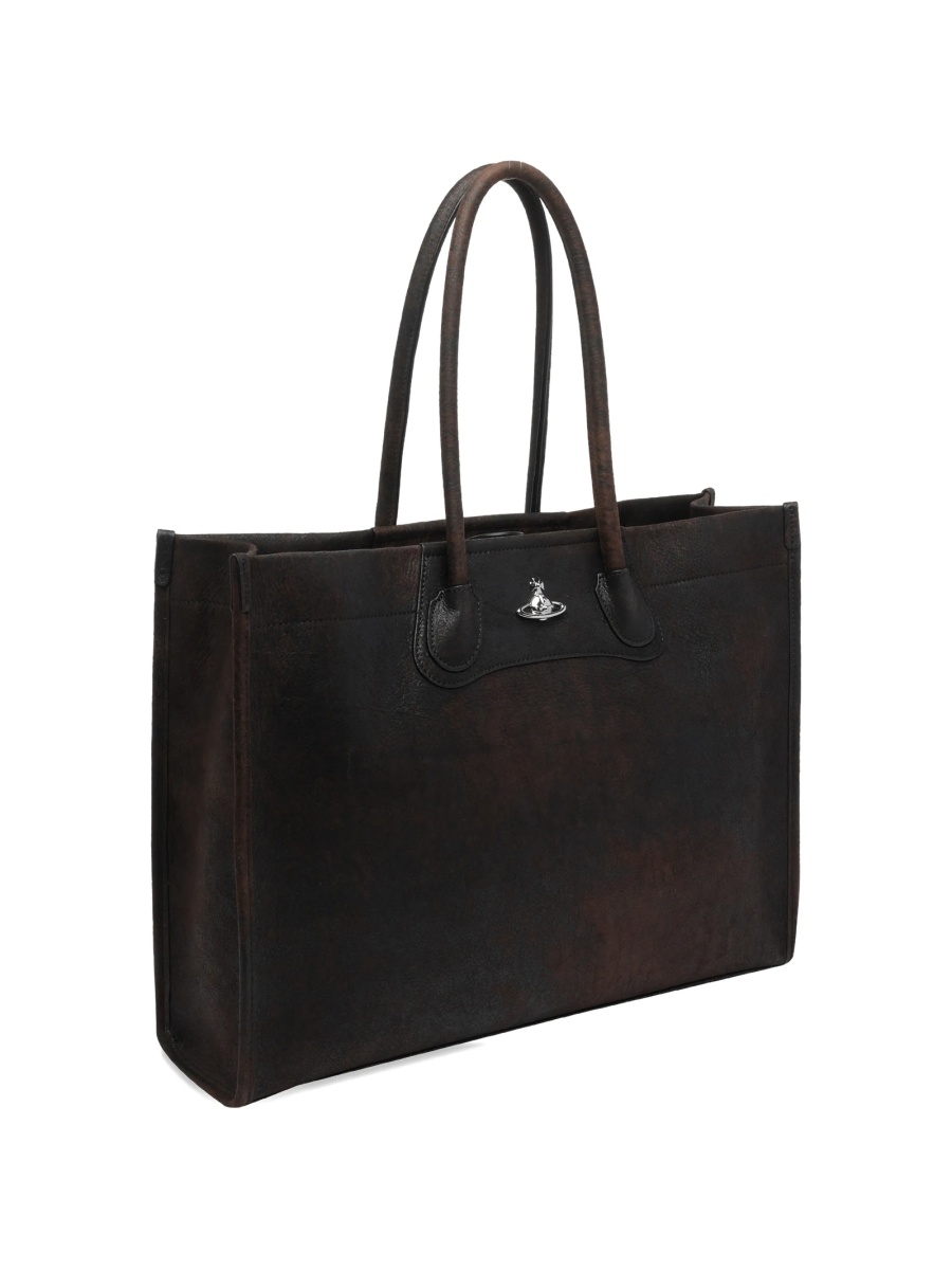 Geanta de mana Vivienne Westwood maro din piele - Img 3