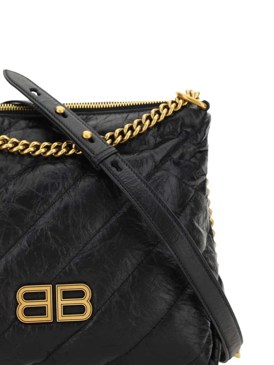 Geanta de umar Balenciaga Crush neagra din piele - Img 4